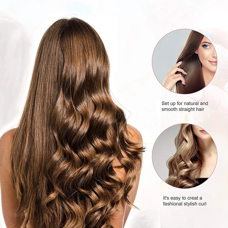 🔥 2-in-1 USB Cordless Hair Straightener & Curler ✨ – 4800mAh Battery 🔋, Fast Heating ⚡, Anti-Burn 🚫🔥, Travel-Friendly 🌍, for All Hair Types 💁‍♀️.