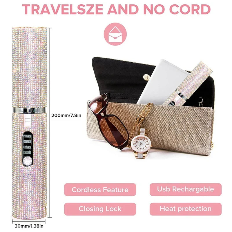 🔥 2-in-1 USB Cordless Hair Straightener & Curler ✨ – 4800mAh Battery 🔋, Fast Heating ⚡, Anti-Burn 🚫🔥, Travel-Friendly 🌍, for All Hair Types 💁‍♀️.