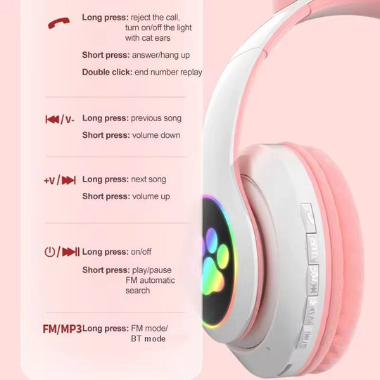 🎧 Wireless Cat Ear Headphones with Mic – Bluetooth, 50% OFF TODAY ONLY! 🐱✨