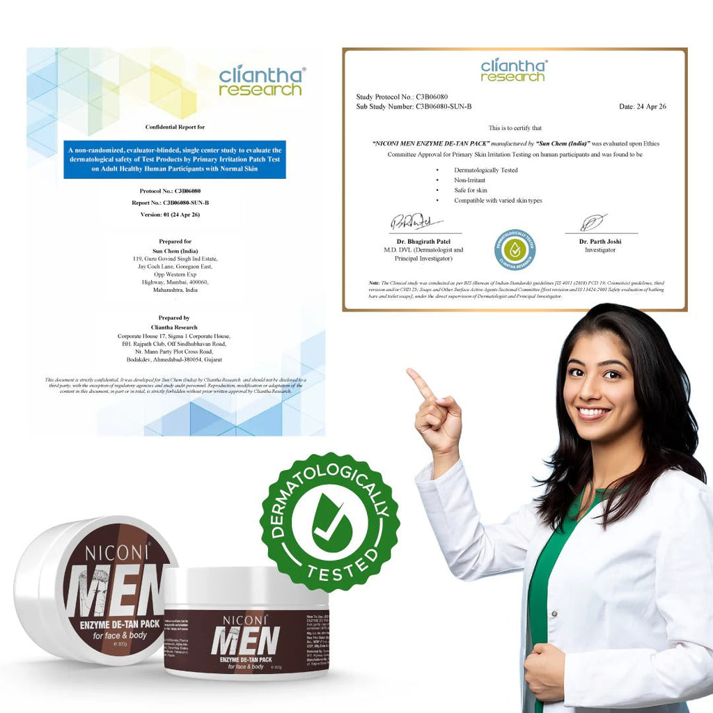 🔥 Niconi Men Enzyme De-Tan Pack For Face & Body | Save 50% Now! | 🔥
