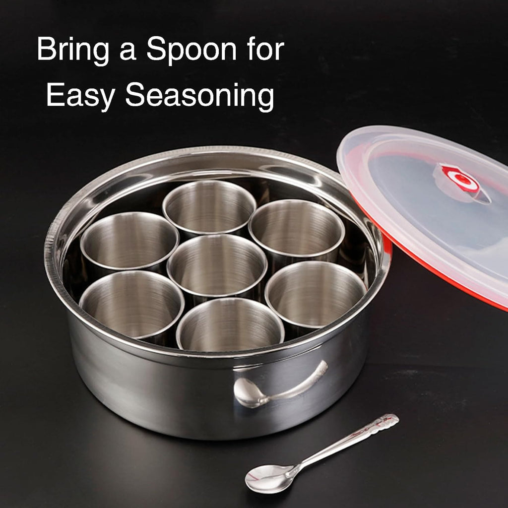 🔥 Indian 8-Grid Steel Spice Box - 2 Perfect Kitchen Storage! 🍽️"| Flat 40% OFF 🔥